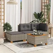 Garden Stool with Cushion Grey 63.5x56x32 cm Outdoor Furniture Durable Comfortable