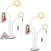 Two Piece Vivitar 102 3 In 1 Desktop Stand with 2 Ring Lights & Phone Cradle