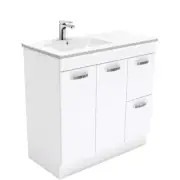Fienza Dolce Unicab 900 Offset Vanity on Kickboard Left Basin White TCL90LNKW