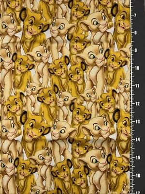 Disney The Lion King Simba & Nala Custom Cotton Fabric FQ 18” By 28” New