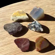 6 Polished Rock & Geode Ends Mixed Natural Agate Crystal Jasper and Chert Stones