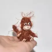 Dollhouse Miniature Fluffy Monkey Handmade Toy Pet Stuffed Animal Lover Gift