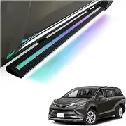 MOMOAU Auto Retractable Electric Running Boards Compatible with 2021-2022 Toyota Sienna/Granvia - 2-Pack Aluminum Alloy Side Steps with Multi-Color LED Lights, True Flush Mount