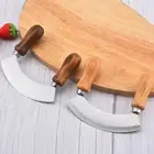 Mezzaluna Knife Pizza Slicer Cutter Swing Kitchen Stainless Steel Double Handle