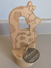 DEMDACO Wind Up Musical Giraffe Mom & Baby Plays Brahms Lullaby Cut Laser Wood