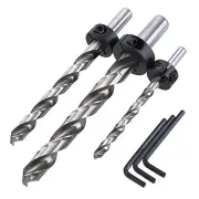 2Pcs HSS Imperial Twist Drill Bit Woodworking Bevel Drill Bit with Limited Ring and Hex Wrench