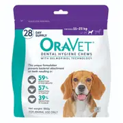 OraVet Dental Hygiene Chew For Medium Dogs 11-23kg 28pk