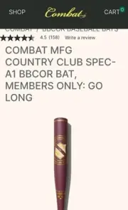 2025 COMBAT MFG SPEC A1 COUNTRY CLUB GO LONG OR GO HOME BBCOR 31/28