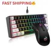 61 Keys RGB Wired Keyboard & Gaming Mouse Combo | White Black | Backlit Office