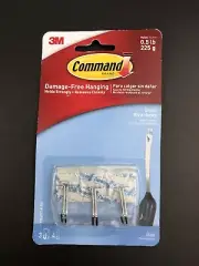 3M Command Small Utensil Hooks 3 Hooks & 4 Small Adhesive Strips 17067CLR