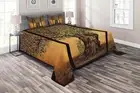 Colorful Quilted Coverlet & Pillow Shams Set, Greece Olive Trees Print