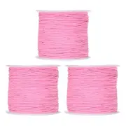 3pcs 1mm Dia 328ft Latex Elastic String for Bracelet Stretchy Cord, Pink