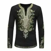 African Tribal Shirt Mens Dashiki Print Fashion Hippie Top Blouse Casual Shirts
