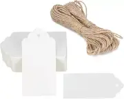 White Gift Tags with String，2'' X 4'' Paper Gift Tags, 100PCS Rectangle Blank Ta