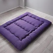 Extra Thick Futon Mattress Single,Foldable Sleeping Mattress for Floor,Japanese Floor Mattress with Removable Cover,Japanese Bed Roll Sleeping Pad,Purple,Queen/150x200cm