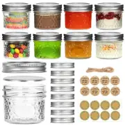 Small Mason Jars, 4oz 8 Pack Mini Mason Jars, Canning Jars With 2 Type Lids, ...