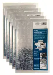 Chartpak 3/4-inch Silver Stick-on Vinyl Letters & Numbers (01029), 5 PACKS