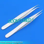 2 PCS SWISS JEWELER STYLE PRECISION MICRO FORCEPS TWEEZERS SET
