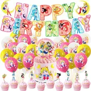 Sailor Moon Party Supplies Balloons Cake Topper Banner Birthday Decorations