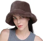 [WUODHTW] Women Trapper Hats Russian Hat Fisherman hat Winter Faux Fur Hats Earmuff Ski Hat Fluffy Cap Beanie Furry Bucket hat