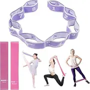 Adjustable Loops Stretching Strap, Multi-Loop Elastic Yoga Stretch Strap, Flexible Stretch Resistance Bands, Purple Dance Yoga Stretching Equipment, Stretch Assist Pull Strap for Body Shaping Fitness