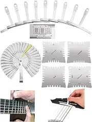 [Wzenclave] Guitar Luthier Measuring Tool Set String Action Ruler Understring Radius Gauge Guitar Radian Ruler Including String Action Ruler Gauge and Guitar Notched Radius Gauges for Guitar Bass Setup