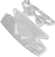 [SAFIGLE] 1 Set Men Bow Tie Cummerbund Set Elegant Silk Bow Ties Pocket Handkerchief for Groomsmen Bridegroom for Weddings Formal Events Classic Tuxedo Accessories Set