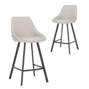 Simplife Set of 2-67cm Nemo Light Grey Faux Leather High Back Kitchen stool