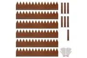 6M Pre-Rusted Cor-Ten Steel Landscape Edging Metal Strips Edging Border Garden Divider No-Dig Hammer Patina Bendable with 7 Connecting Clips