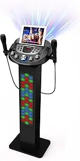 Starion KS829-B Bluetooth Karaoke Machine l Pedestal Design w/Light Show l Two Karaoke Microphones