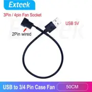USB 5V Power to 3Pin / 4Pin Case Cooling FAN Converter Cable Adapter 50cm