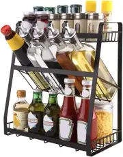 3 Tier Kitchen Storage Organizer Metal Spice Jars Bottle Shelf Holder Rack NEW