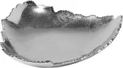 12” Decorative Antique Silver Allure Torn Hammered Metal Centerpiece Bowl with S