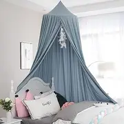 AOQUS Extra Large Kids Bed Canopy for Girls Boys Bedroom Decor, Hanging Canopy for Reading Corner, Baby Crib Canopy for Nursery, Play Tent House Castle - Greish Green