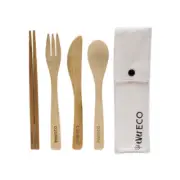 Ever Eco Bamboo Cutlery Set With Chopsticks (Knife, Spoon, Fork, Chopsticks)