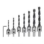 7PCS 3mm-10mm HSS Countersink Drill Bit Set Reamer Woodworking Chamfer Drill Counterbore Pliot Hole Cutter Screw Hole Dr
