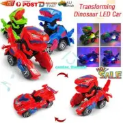 Transforming Dinosaur Toy T-Rex Electric Car LED Toys With Light Gifts Sound AU