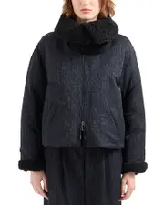 Emporio Armani Faux Fur Trim Logo Coat