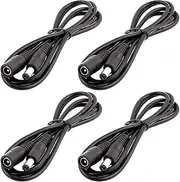 LitaElek 4pcs 1m 3.3ft DC Extension Cable 12V Extension Cord DC 5V-36V Power Cord 5.5mm x 2.1mm DC Jack Plug Adapter Male to Female for Car Monitor, CCTV Camera, LED Strip, etc, Black