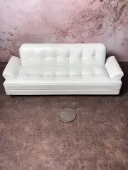 1:12 SCALE MINIATURE WHITE LEATHER HOOVER SOFA BRAND NEW