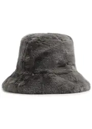 Jakke Hattie Faux fur Bucket hat - Grey One Size