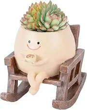 Smiley Flower Pot with Coffee and Sitting Rocking Chair Relax Indoor Outdoor Plant Pot for Succulent Plants for Friends Christmas with Drainage Holes Perfect for Plant Pots and Pot Plant