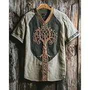 Men's T Shirt Tee Short Sleeve Shirt Tee Top Short Sleeve V Neck Summer Tribal Vintage Designer Basic Print Vacation Street Going out Blue Khaki Top Tee for Me