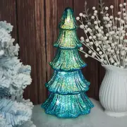 Glass Christmas Tree Battery Operated Timer Lighted Blue Xmas Trees Decorations