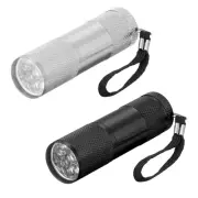 LED Mini Flashlights, 2 Pcs Flashlight Torch with Lanyard (Black/Silver Tone)