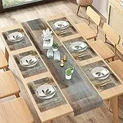 ArtSocket Farmhouse Table Runner and Placemats Set of 6, Abstract Brown Grey Painting Art Dining Decor for Daily Use(1 72 inches Long 6 Placemats), Onesize (TCL2023030115-ZQTZ-JP)