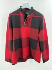 Vineyard Vines Red Buffalo Pullover Checked Sweater Size L Merino Wool NWT (F-3)