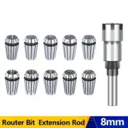 Metal Spring Collet Chuck Router Bit Holder Set Shank Milling Extension Rod
