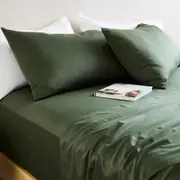 MyHouse Riley Bamboo Cotton Sheet Set 180X260cm Bamboo/Cotton - Moss - Single