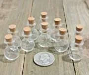 Set of 10 Small Mini Glass Bottles - Corked - Tiny Vials for Arts & Crafts